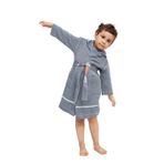 New York Lacivert Kırmızı Çizgili Unisex%100 Organik Pamuk Peştamal Çocuk Bornoz/Sabahlık