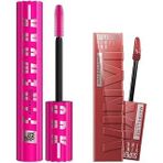 New York Lash Sensational Firework Maskara & Super Stay Vinyl Ink Uzun Süre Kalıcı Likit Parlak Ruj 35 Cheeky Makyaj Seti