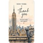 New York Temalı Thank You Kartı 8x5 cm | Sipariş Teşekkür Kartı | Paket Içi Not Kartı