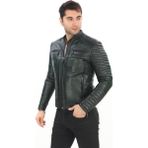 New Zaya Erkek Deri Ceket - Koyu Yeşil - 2XL