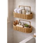 newar 2’li Duvar Askılı Rattan Organizer Seti Oval Mutfak Rafı Banyo Düzenleyici Sepet