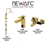 Newarc Aqua Altın Lavabo-banyo Bataryası Ve Duş Ünitesi 3'lü Set 941528-941518-440537