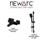 Newarc Aqua Siyah Banyo Bataryası ve Sürgülü Üst Takımı 2'li Set 941511B-430525R-05