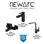 Newarc Aqua Siyah Banyo,Lavabo,Evye Batarya Set