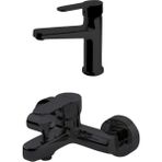 Newarc Domino Lavabo ve Banyo Seti (Siyah Seri)