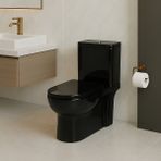 Newarc Modern Siyah Duvara Sıfır Klozet Takım MOD.K022B,Modern Duroplast Yavaş Kapak - Parlak Siyah