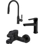 Newarc Mutfak Lavabo ve Banyo Seti (Siyah Seri)