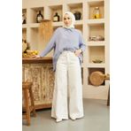 Neways 1123-denim Bağcıklı Bol Paça Pantolon Beyaz