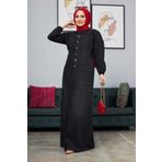 Neways 2225-denim Yan Cepli Salopet Etek Siyah