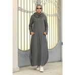 Neways 6034-Kapşonlu Elbise Gri