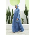 Neways 6400-MODAL Büzgülü Elbise Indigo - 38 - İndigo