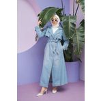 Neways 6458-Allerli Denim Trençkot Mavi