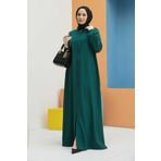 Neways 6470-denim Fermuarlı Ferace Zümrüt Yeşili