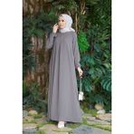 Neways 6482-BERLIN A Pileli Elbise Gri - 38