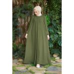 Neways 6482-BERLIN A Pileli Elbise Haki - 38