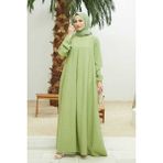 Neways 6482-MODAL A Pileli Elbise Fıstık Yeşili - 38