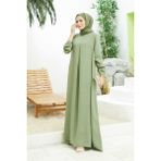 Neways 6482-MODAL A Pileli Elbise Haki - 44
