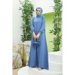 Neways 6482-MODAL A Pileli Elbise Indigo - 38 - İndigo
