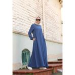 Neways 6482-ÖN Tek Pileli Krep Elbise Indigo - 38 - İndigo