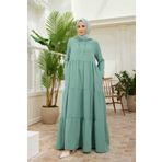 Neways 6531-berlin Kapşonlu Reglan Kollu Elbise Mint Yeşili