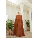 Neways 6531-BERLIN Kapşonlu Reglan Kollu Elbise Tütün - 38