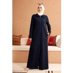 Neways 6568-denim Fermuarlı Ferace Koyu Petrol