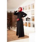 Neways 6579-DENIM Fermuarlı Ferace Siyah - 40