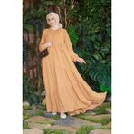 Neways 6614-BÜZGÜLÜ Berlin Elbise Camel - 38