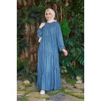 Neways 6614-BÜZGÜLÜ Elbise Koyu Mavi - 38