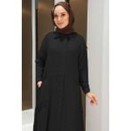 Neways 6648-PARÇA Boya Tensel Düğmeli Ferace Siyah - 42