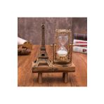 NEWBRENDHOME Eyfel Kulesi Paris Kum Saati Nostaljik Dekoratif Hediyelik Eiffel Retro Kum Saat Biblo Ahşap Standlı