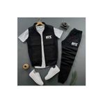 NewCabin Yeni Sezon Basic UFC Baskılı Kapitone Yelek -Yazlık Eşofman Altı -T-Shirt 3'lü Alt Üst Takım