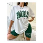 NewCabin Yeni Sezon Oversize Model Brooklyn Baskılı Pamuklu Kadın T-shirt