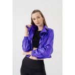 Newces Varak Kaplama Crop Ceket 1159 - Mor
