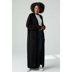 NEWCO Büyük Beden Battal Kalıp Siyah Cepli Dökümlü Uzun Örgü Hırka (2XL - 3XL Uyumlu)