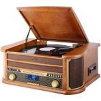 Newdaki Nostaljik Ahşap Kasa Pikap Kaset CD Çalar Bluetoothlu Kumandalı Radyo Mp3 USB 33-45-78 Lik Plaklarla Uyumlu