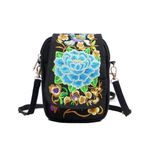 Newdvmmss Vintage Nakış Kadın Çiçek Tarzı Nakış Etnik El Çantası Çapraz Askılı Çanta Bayan Tote Omuz Çantası Dekoratif Aksesuarlar Hediyeler, mavi, L, Sepetler