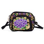 Newdvmmss Vintage Nakış Moda Kadın Çiçek Tarzı Nakış Etnik El Çantası Çapraz Askılı Çanta Bayan Tote Omuz Çantası Dekoratif Aksesuarlar Hediyeler, 3, L