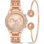 Newera Watch Metal Kordon Kadın Bileklikli Kombin Kol Saati KK350073 - Bakır