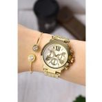 Newera Watch NWKK041156 Altın Rengi Kadın Kol Saati ve Bileklik Seti