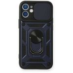 Newface iPhone 11 Lacivert Pars Lens Yüzüklü Silikon Cep Telefonu Kılıfı