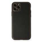 Newface iPhone 11 Pro Max Coco Deri Silikon Kapak Siyah Cep Telefonu Kılıfı