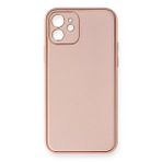 Newface iPhone 12 Coco Deri Silikon Kapak Pembe Cep Telefonu Kılıfı