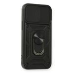 Newface iPhone 12 Mini Pars Lens Yüzüklü Silikon - Siyah Kılıf