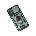 Newface iPhone 12 Mini Pars Lens Yüzüklü Silikon Yeşil Cep Telefonu Kılıfı