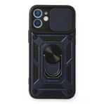 Newface iPhone 12 Pars Lens Yüzüklü Silikon Lacivert Cep Telefonu Kılıfı