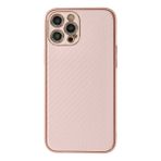 Newface iPhone 12 Pro Coco Karbon Silikon Pembe Cep Telefonu Kılıfı