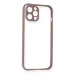 Newface iPhone 12 Pro Kılıf Miami Şeffaf Silikon Açık Mor Cep Telefonu Kılıfı
