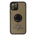 Newface iPhone 12 Pro Montreal Yüzüklü Silikon Kapak Siyah Kılıf