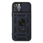Newface İphone 12 Pro Pars Lens Yüzüklü Silikon Lacivert Cep Telefonu Kılıfı
